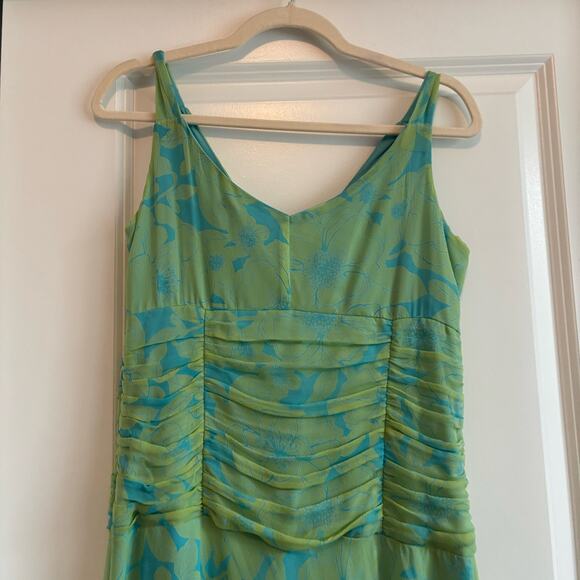 Jonathan Martin 100% Silk Midi Length Dress Green Sz 10 Y2K Whimsigoth Fairy - Picture 8 of 14